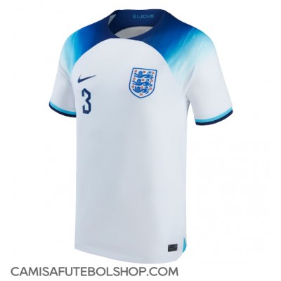 Camisa de time de futebol Inglaterra Luke Shaw #3 Replicas 1º Equipamento Mundo 2022 Manga Curta